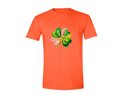 brand:Generic|color:Orange|Brushstroke Shamrock Graphic T-Shirt