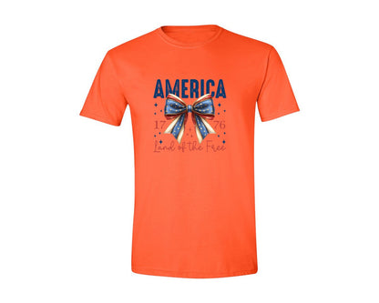 brand:Generic|color:Orange|America Bow Land Of The Free Graphic T-Shirt