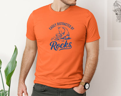 brand:Bella Canvas|color:Orange|Easily Distracted By Rocks Design Graphic T-Shirt