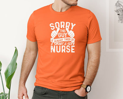 brand:Bella Canvas|color:Orange|Sorry This Guy Is Career T Shirt Graphic T-Shirt