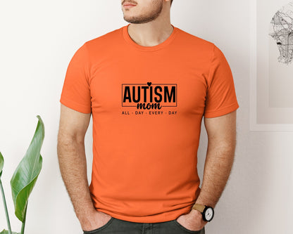 brand:Bella Canvas|color:Orange|Autism Advocacy Autism Mom Love Graphic T-Shirt