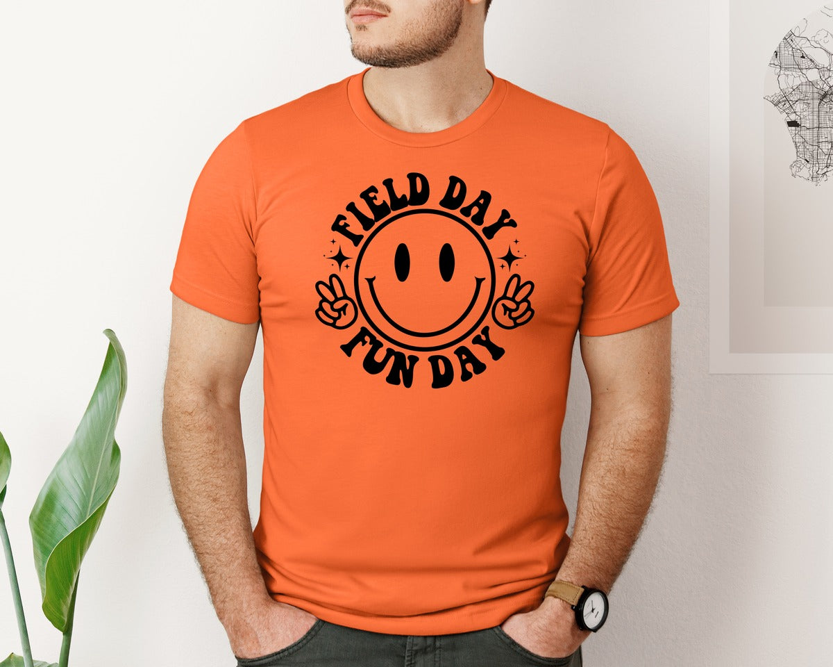 brand:Bella Canvas|color:Orange|Field Day Fun Day Field Day Graphic T-Shirt