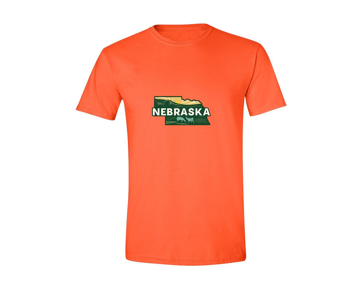 brand:Generic|color:Orange|Nebraska State Map 3 Graphic T-Shirt
