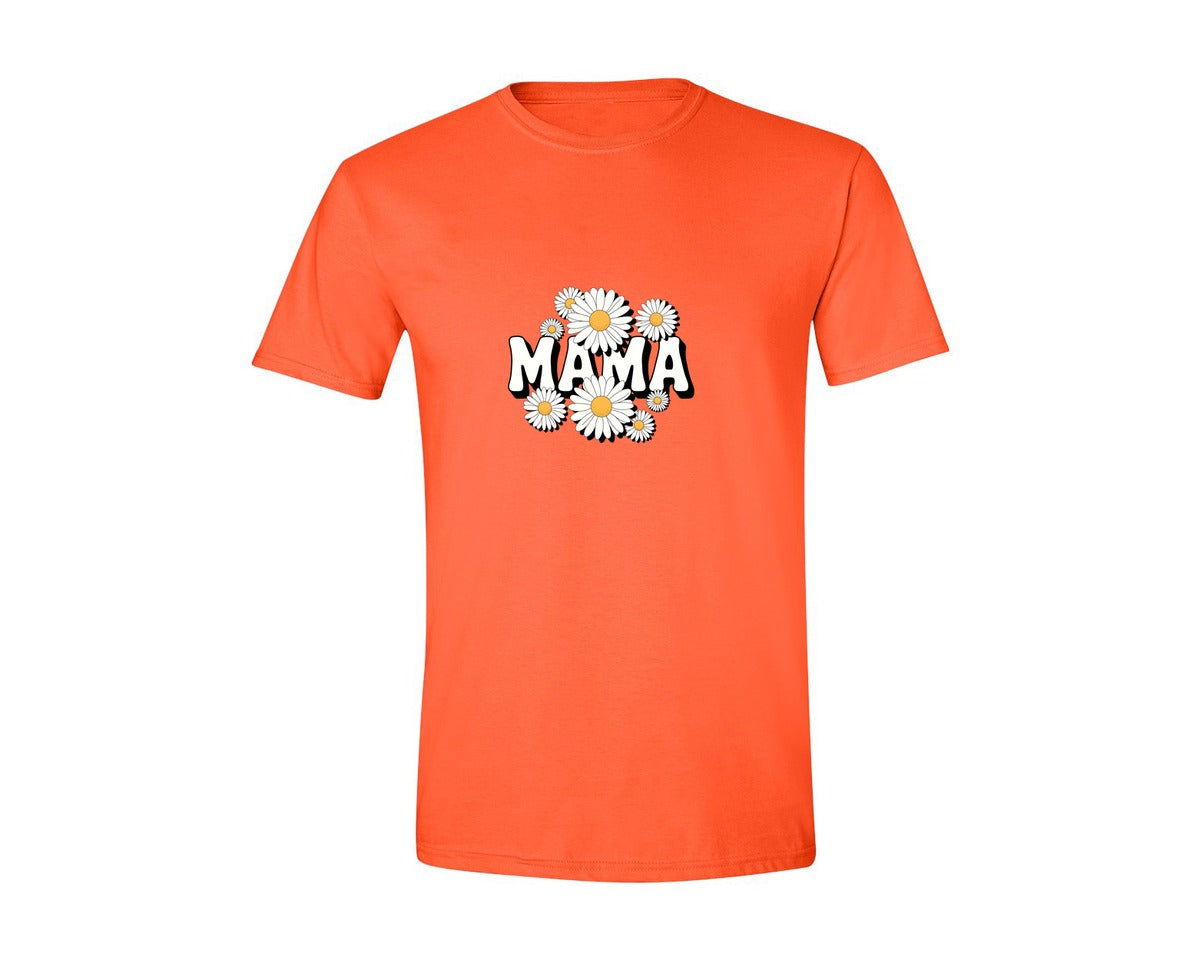 brand:Generic|color:Orange|Mama Mothers Day Flowers Graphic T-Shirt