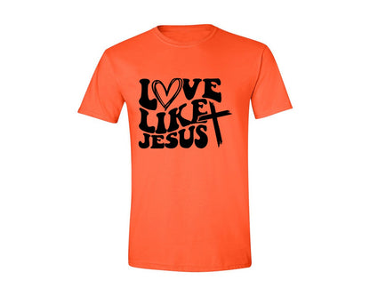 brand:Generic|color:Orange|Love Like Jesus Wavy 2 Graphic T-Shirt