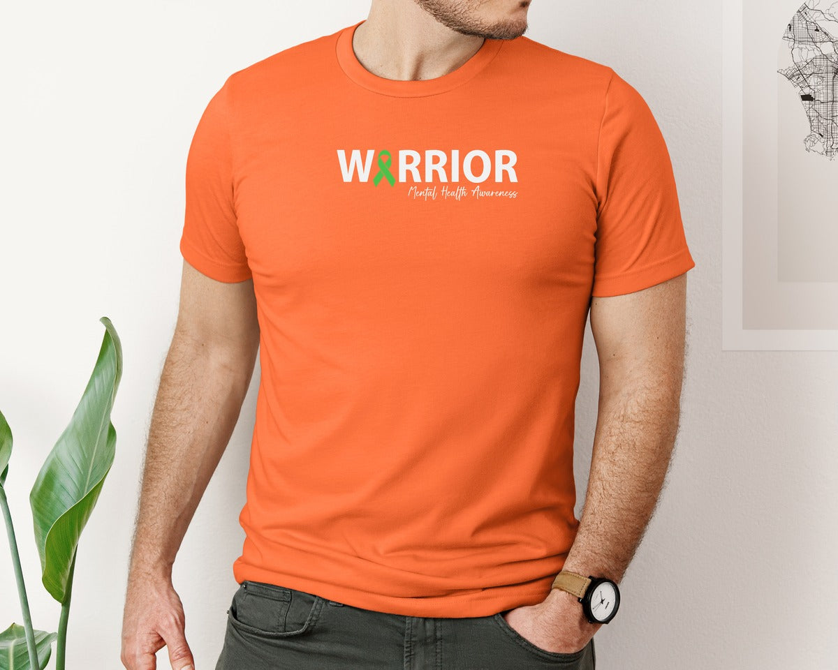 brand:Bella Canvas|color:Orange|Mental Health Awareness Green Ribbon T S 2 Graphic T-Shirt