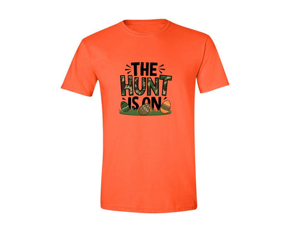 brand:Generic|color:Orange|The Hunt Is On Camo Easter Egg Camo Graphic T-Shirt