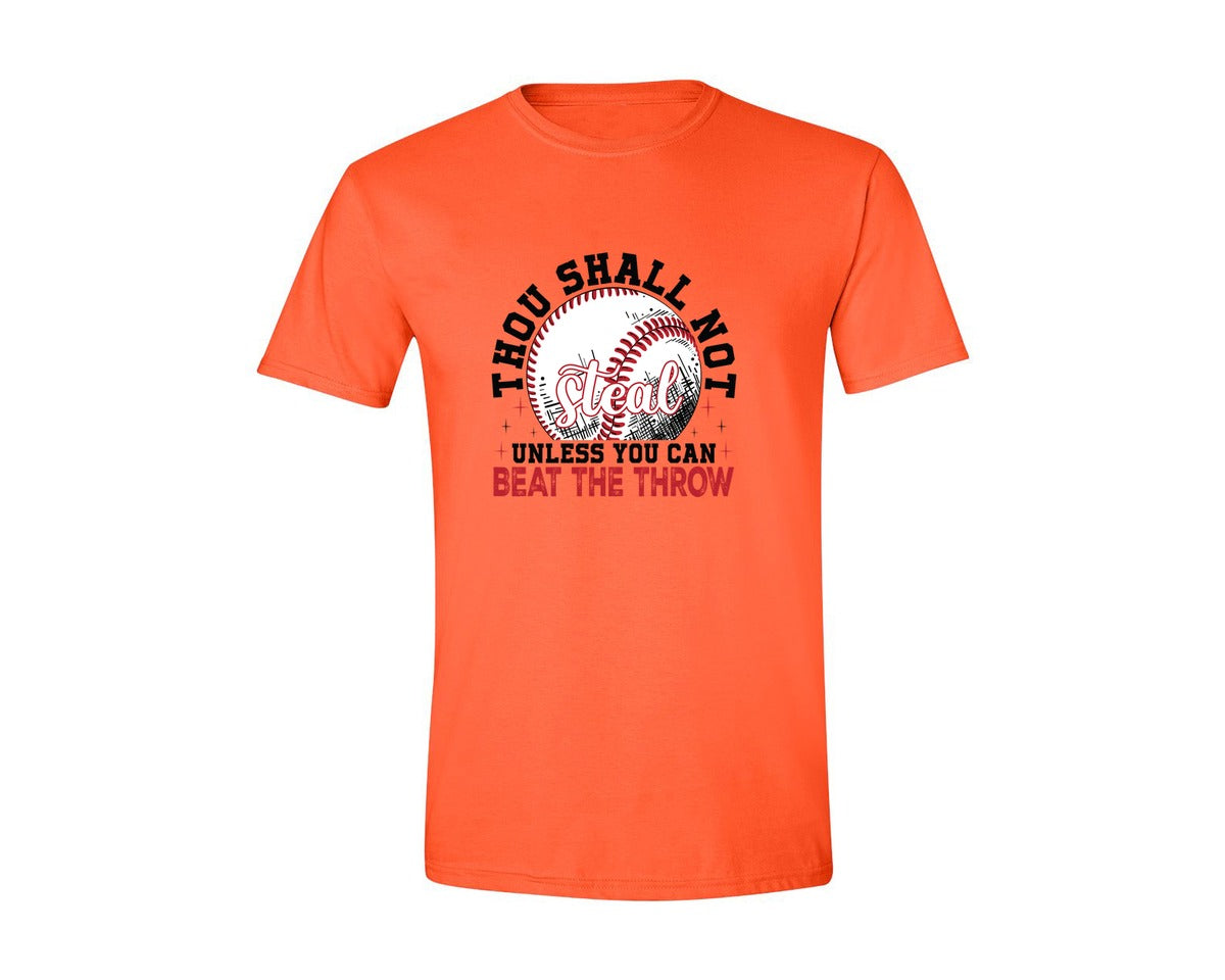 brand:Generic|color:Orange|Funny Baseball Thou Shall Not Steal Graphic T-Shirt