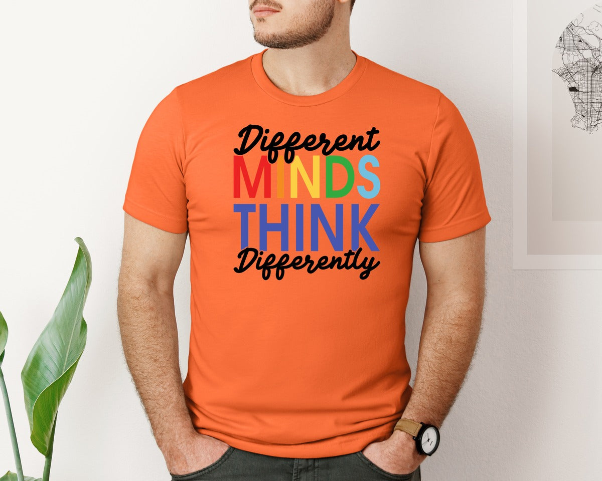 brand:Bella Canvas|color:Orange|Different Minds Autism T Shirt Graphic T-Shirt