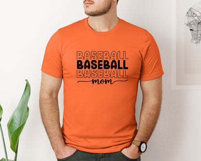 brand:Bella Canvas|color:Orange|Baseball Mom Baseball Mom 3 Graphic T-Shirt