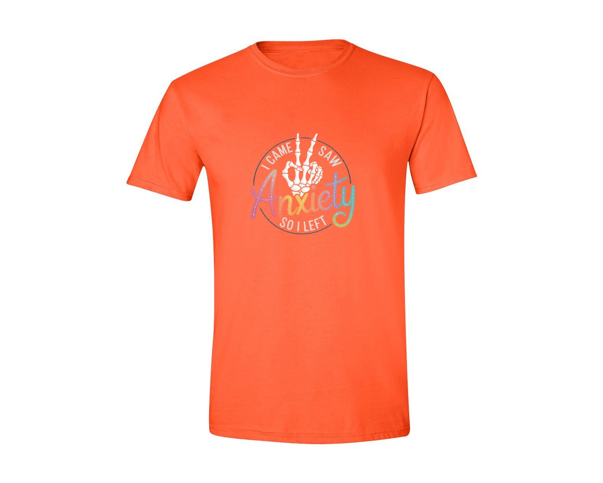 brand:Generic|color:Orange|I Came I Saw Anxiety Gothic 3 Graphic T-Shirt