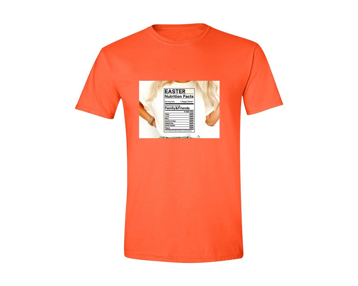 brand:Generic|color:Orange|Easter Nutrition Facts Easter 2 Graphic T-Shirt