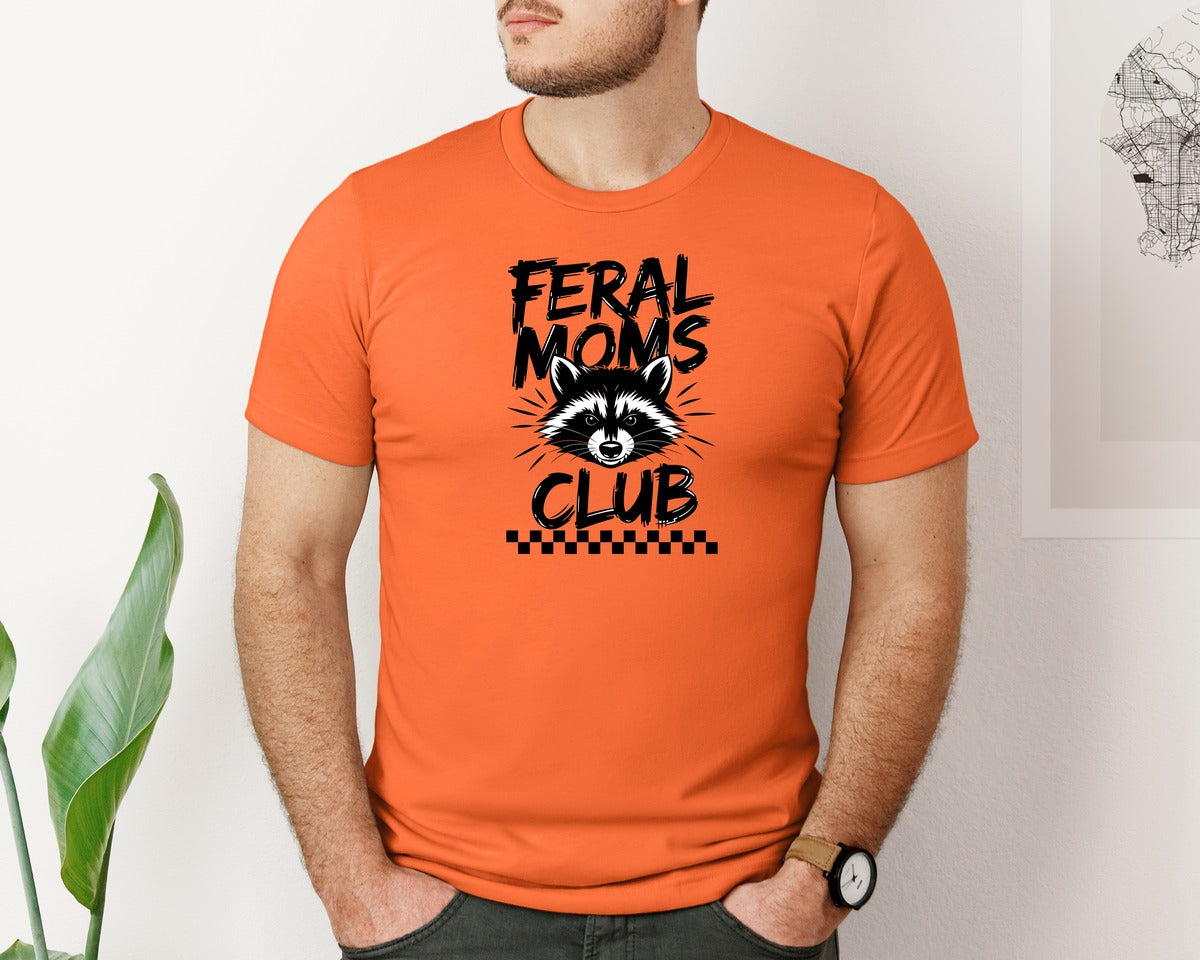 brand:Bella Canvas|color:Orange|Feral Moms Club Mom Life Raccoon Graphic T-Shirt