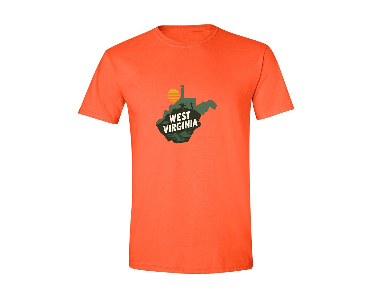 brand:Generic|color:Orange|West Virginia State Map 2 Graphic T-Shirt
