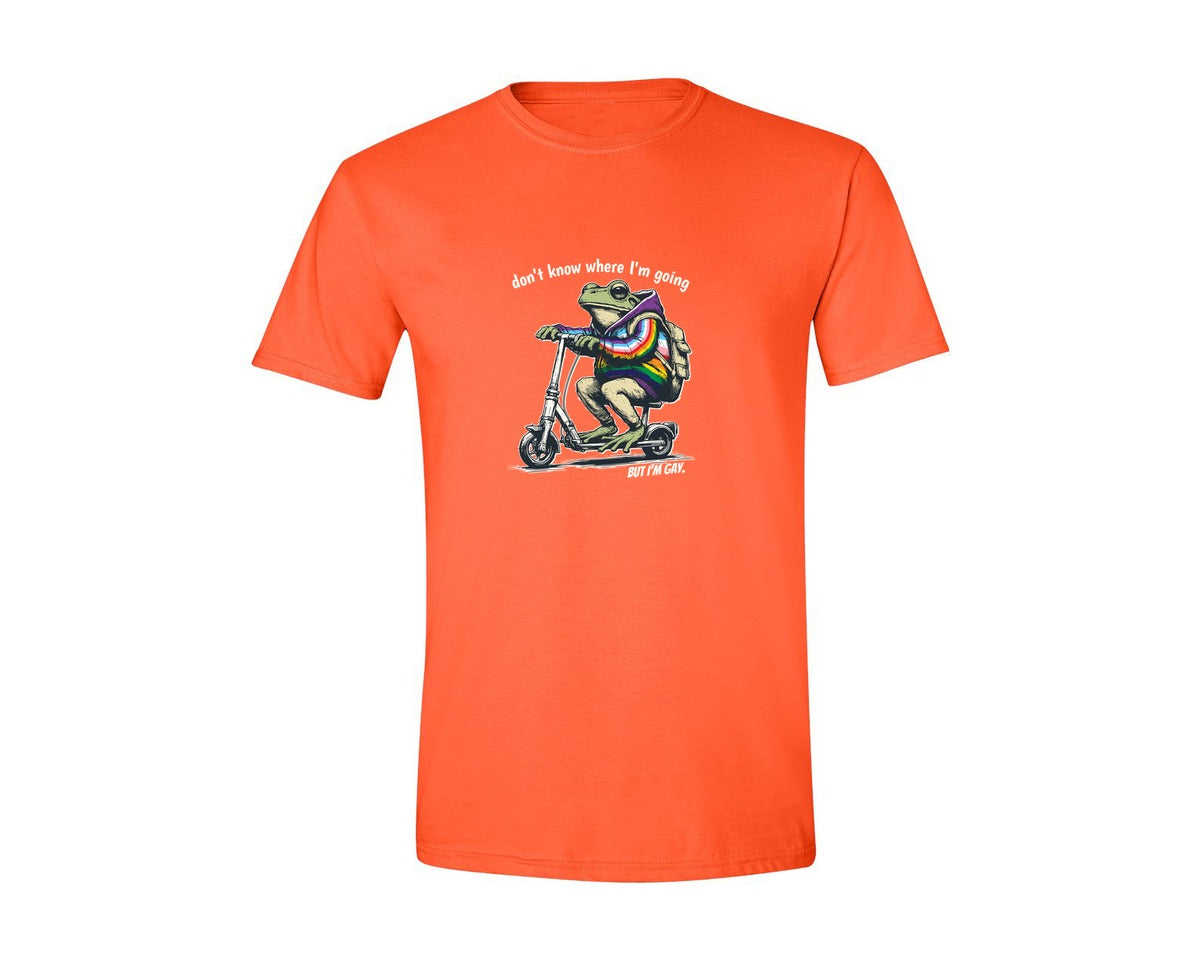 brand:Generic|color:Orange|Gay Frog Toad Ride Scooter Shirt Graphic T-Shirt