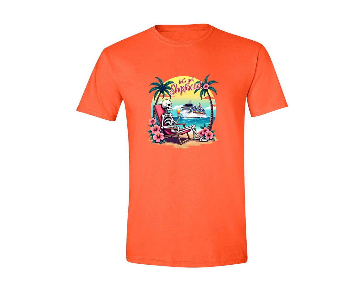 brand:Generic|color:Orange|Cruise Lets Get Shipfaced Graphic T-Shirt