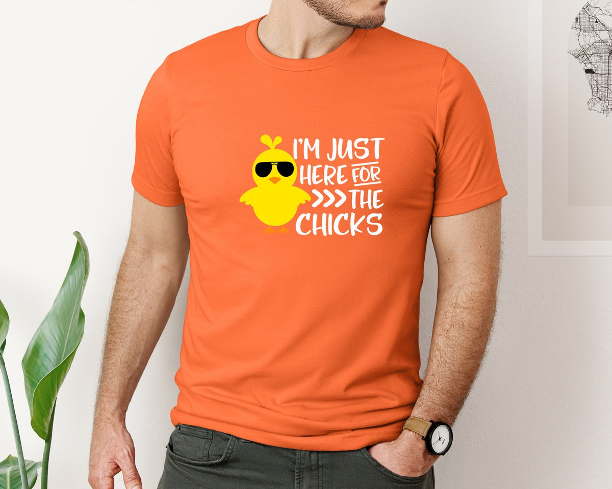 brand:Bella Canvas|color:Orange|I Am Just Here For The Chicks 4 Graphic T-Shirt
