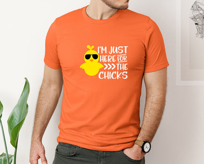 brand:Bella Canvas|color:Orange|I Am Just Here For The Chicks 4 Graphic T-Shirt