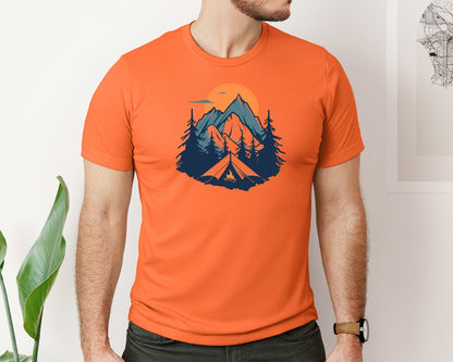 brand:Bella Canvas|color:Orange|Sunset Camping Adventure T Shirt Design 8 Graphic T-Shirt