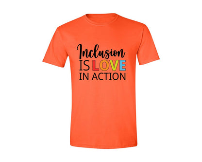 brand:Generic|color:Orange|Inclusion Is Love In Action T Shirt Graphic T-Shirt