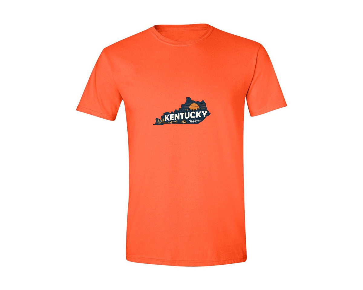 brand:Generic|color:Orange|Kentucky State Map 2 Graphic T-Shirt