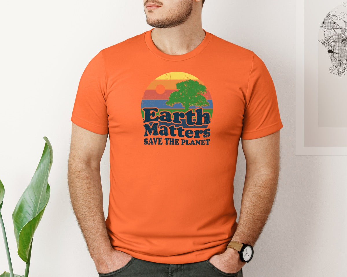 brand:Bella Canvas|color:Orange|Earth Matters Save The Planet T Shirt Graphic T-Shirt