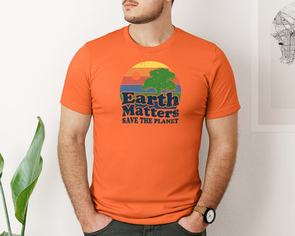 brand:Bella Canvas|color:Orange|Earth Matters Save The Planet T Shirt Graphic T-Shirt