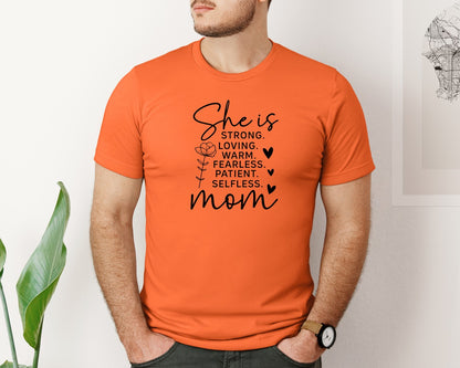 brand:Bella Canvas|color:Orange|She Is Strong Loved Mama Graphic T-Shirt