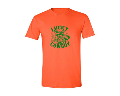brand:Generic|color:Orange|Lucky Cowboy Funny St Patricks Day Graphic T-Shirt