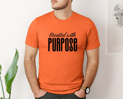 brand:Bella Canvas|color:Orange|Created With Purpose Sleeve Design Graphic T-Shirt