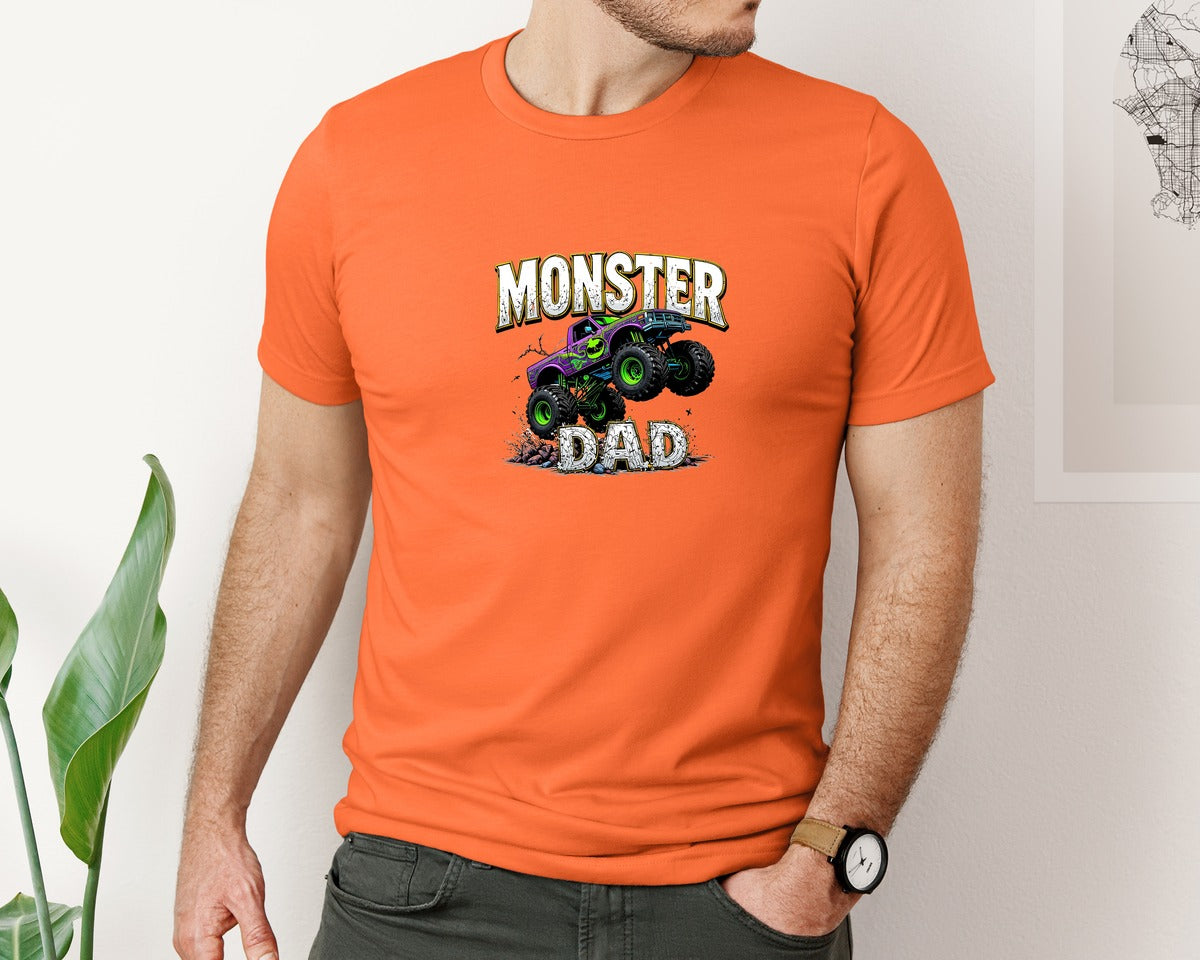 brand:Bella Canvas|color:Orange|Fathers Day Monster Truck T Shirtdesign Graphic T-Shirt