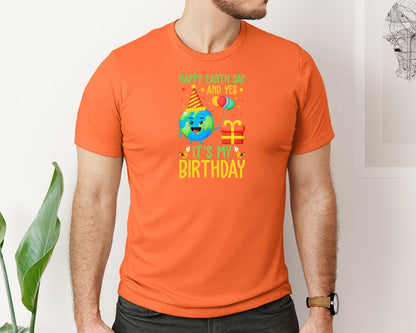 brand:Bella Canvas|color:Orange|Happy Earth Day Birth Day T Shirt Graphic T-Shirt