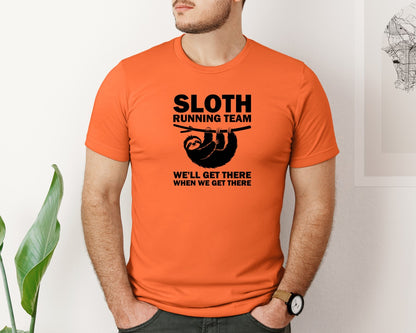 brand:Bella Canvas|color:Orange|Sloth Running Team T Shirt 2 Graphic T-Shirt