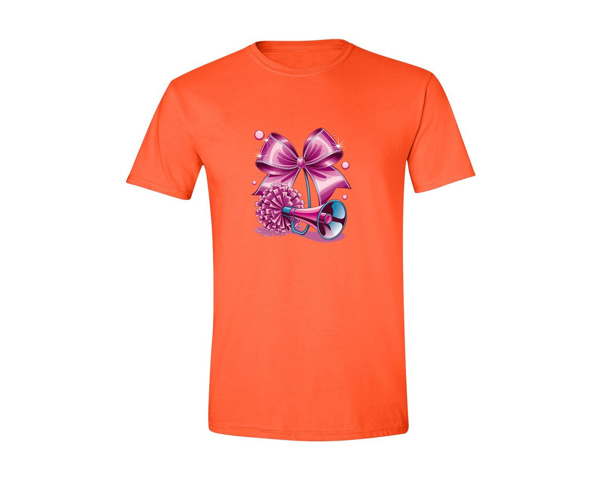 brand:Generic|color:Orange|Cheerleading Bow Pom Poms Graphic T-Shirt