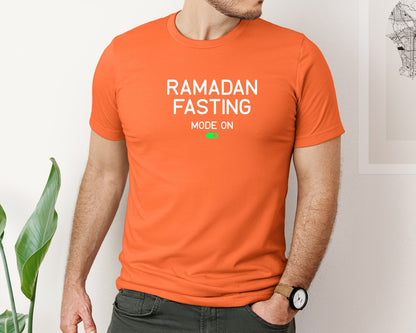 brand:Bella Canvas|color:Orange|Ramadan Fasting Mode On Ramadan Typogra Graphic T-Shirt