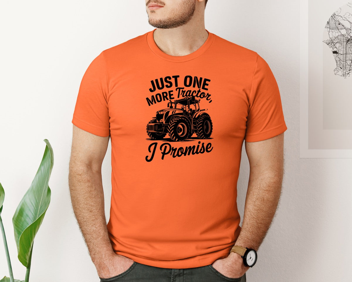 brand:Bella Canvas|color:Orange|Just One More Tractor I Promise T Sh Graphic T-Shirt