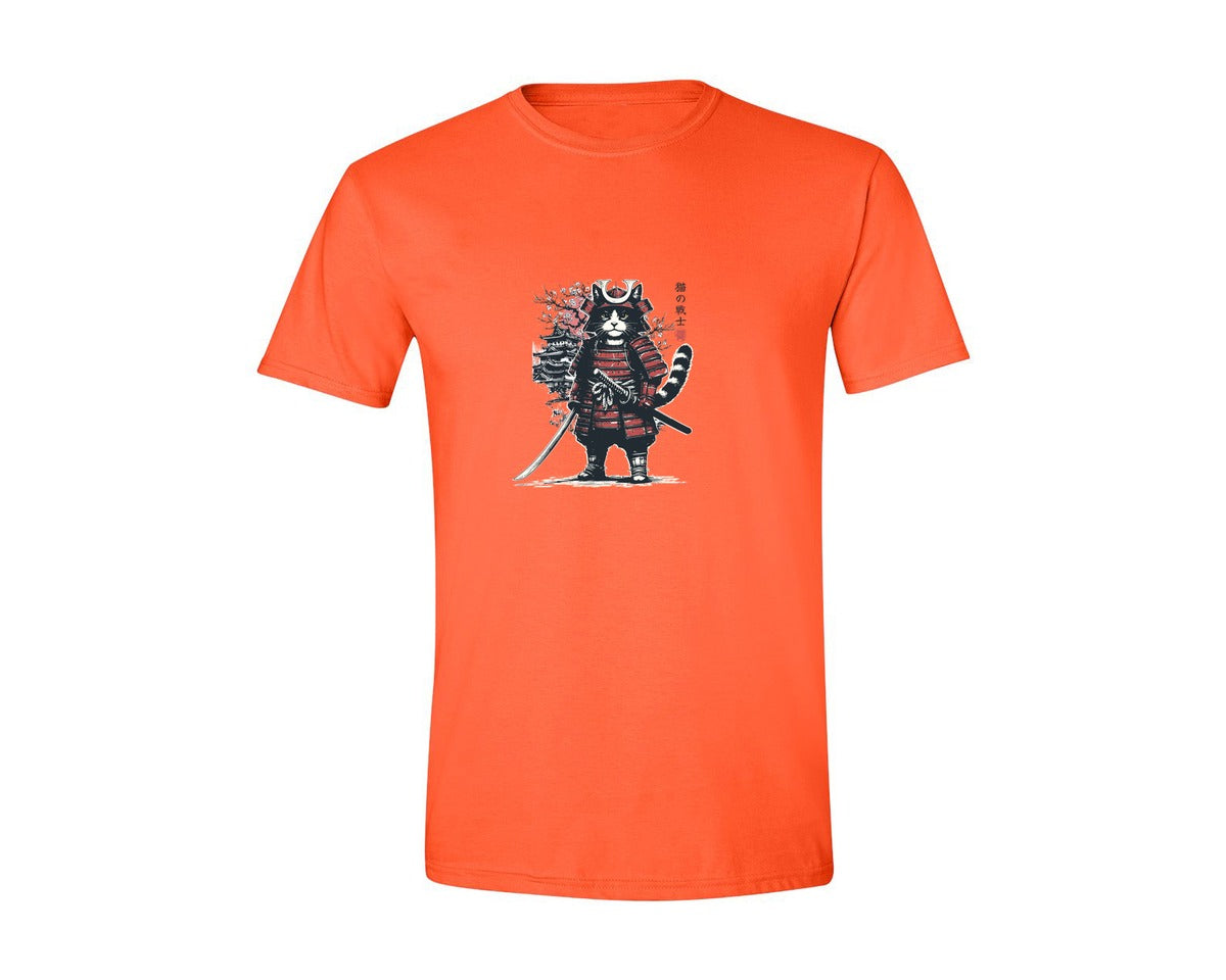 brand:Generic|color:Orange|Vintage Cat Samurai Warrior Shirt Graphic T-Shirt