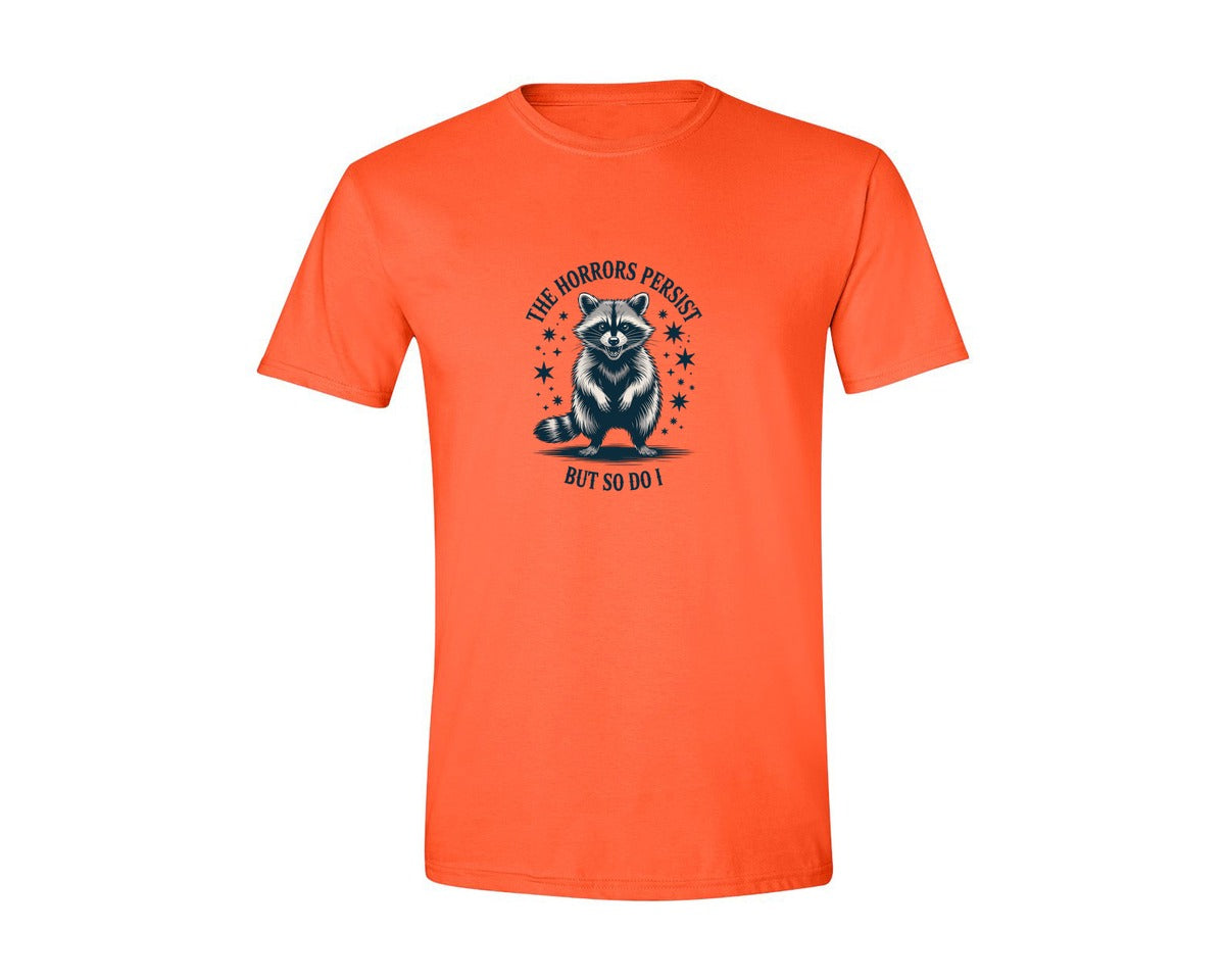 brand:Generic|color:Orange|The Horrors Persist Raccoon T Shirt Graphic T-Shirt