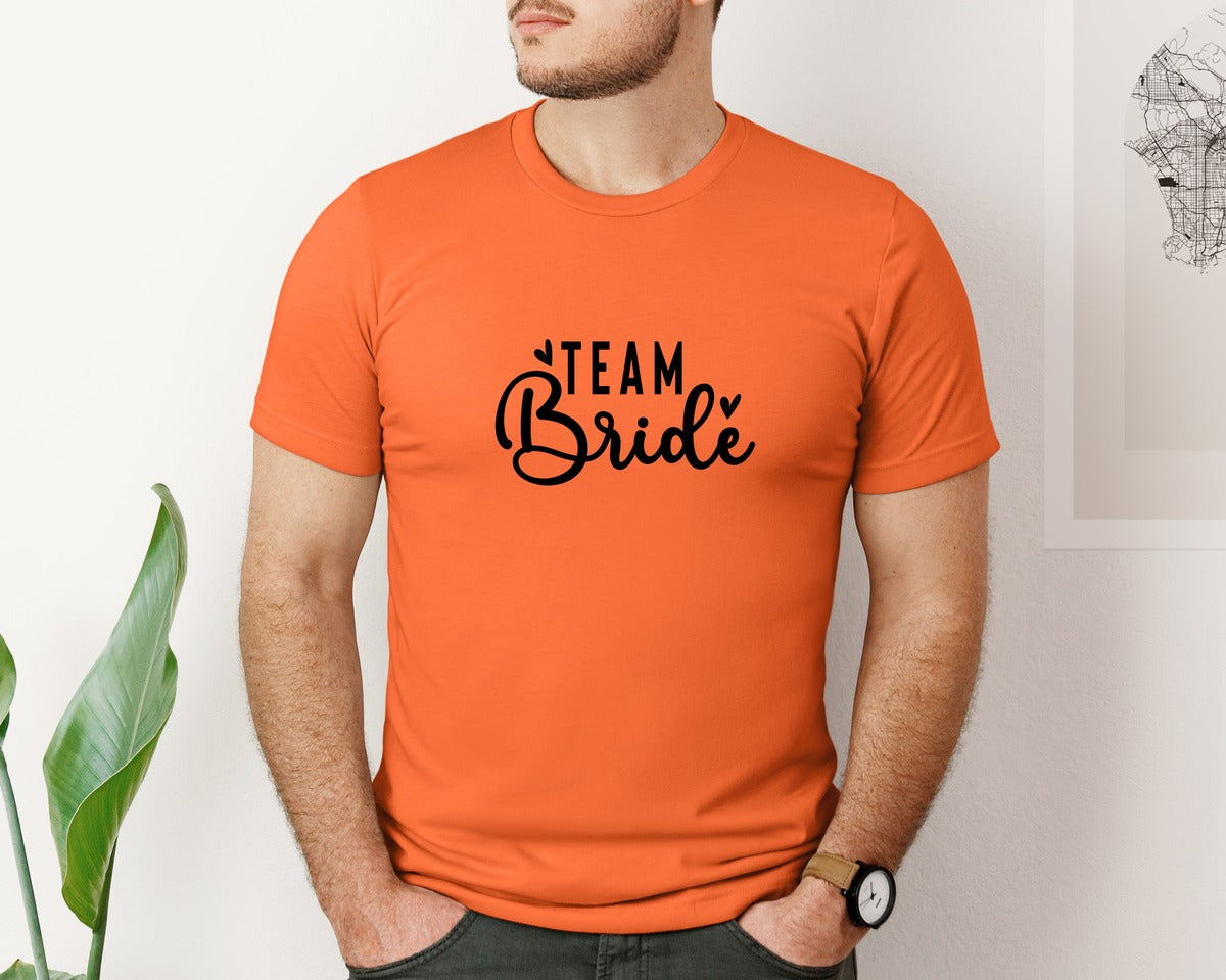 brand:Bella Canvas|color:Orange|Team Bride Bride Graphic T-Shirt