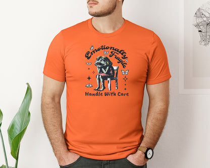 brand:Bella Canvas|color:Orange|Frog Woman With Tears Emotionally Shirt Graphic T-Shirt