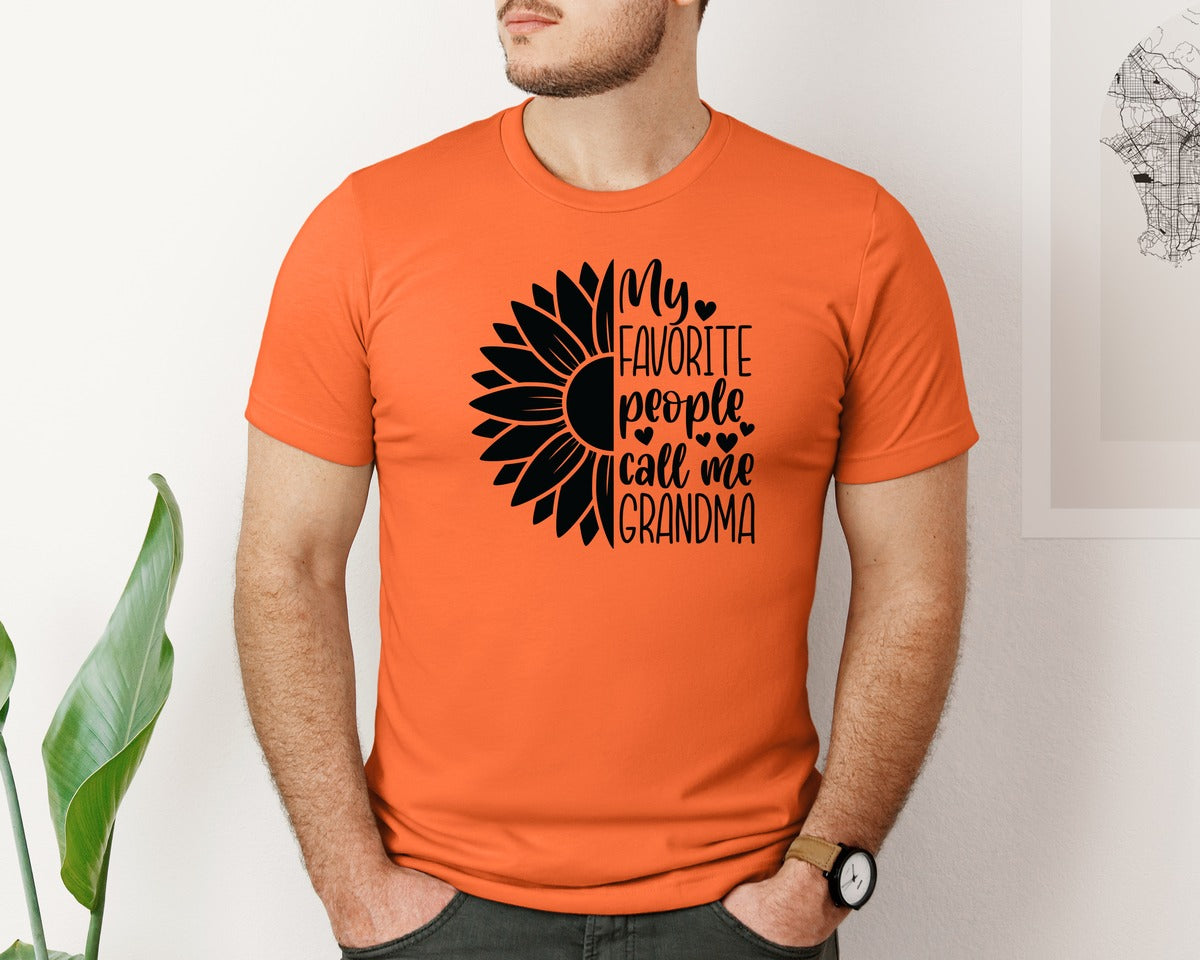 brand:Bella Canvas|color:Orange|Grandma Sunflower Grandma Graphic T-Shirt