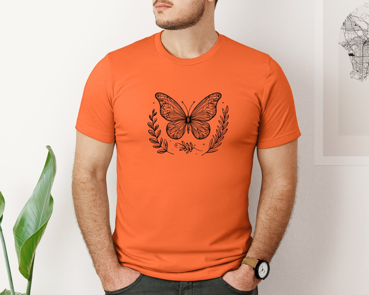 brand:Bella Canvas|color:Orange|Butterfly Design Graphic T-Shirt