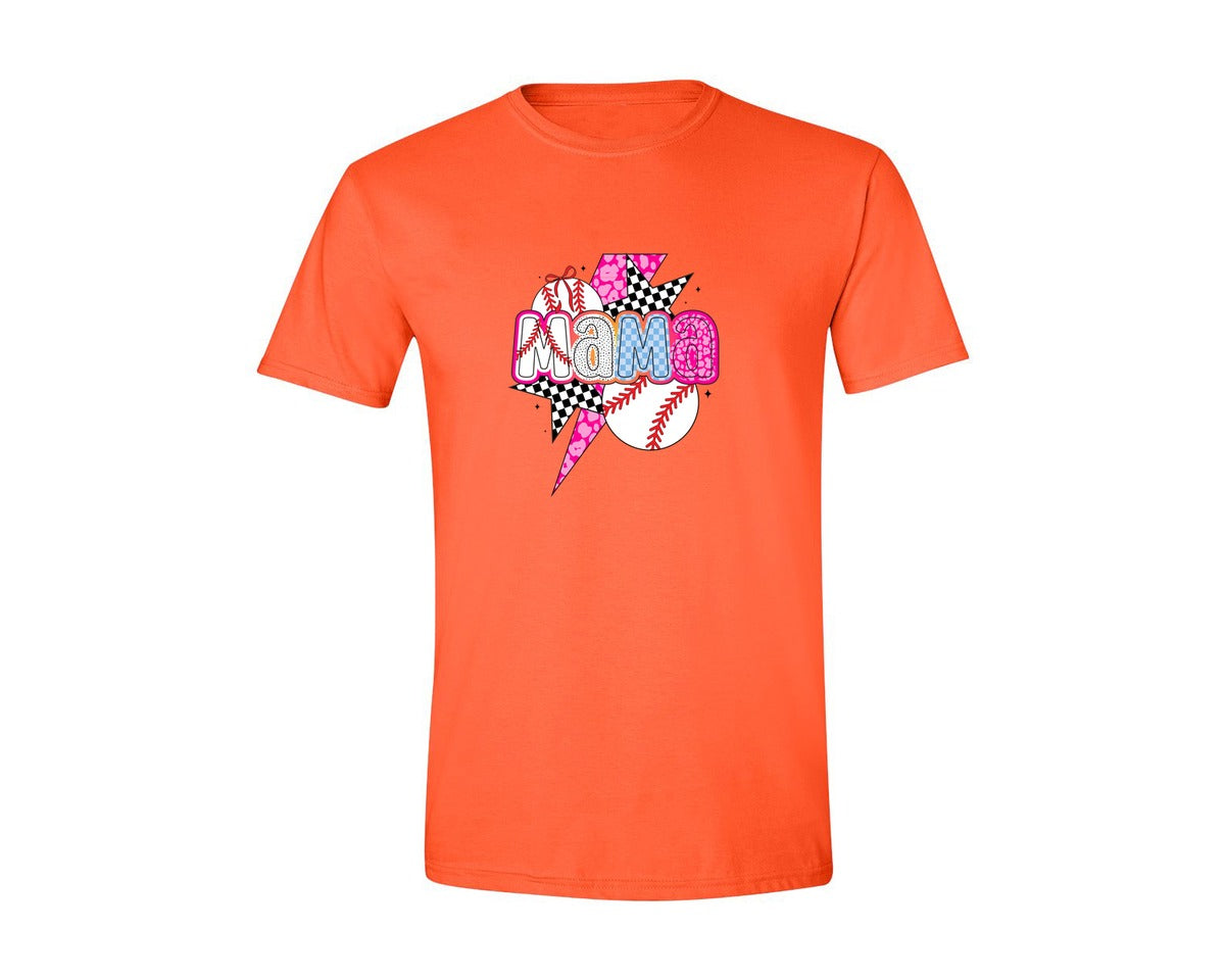 brand:Generic|color:Orange|Baseball Mama Coquette Game Day Graphic T-Shirt
