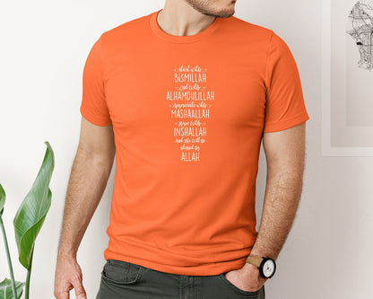 brand:Bella Canvas|color:Orange|Start With Bismillah End With Alhamduli 2 Graphic T-Shirt