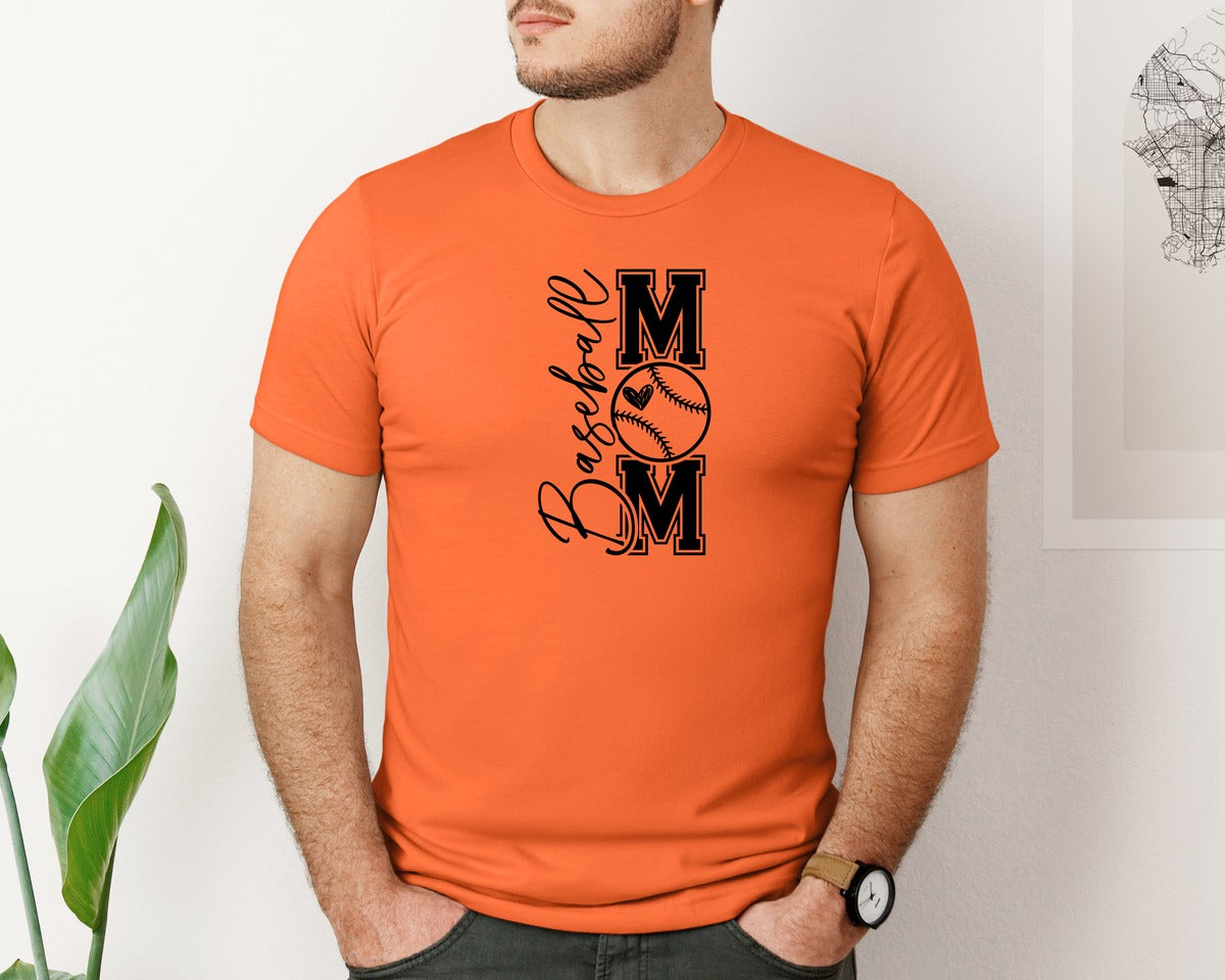 brand:Bella Canvas|color:Orange|Baseball Mom Baseball Mom 2 Graphic T-Shirt