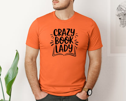 brand:Bella Canvas|color:Orange|Crazy Book Lady T Shirt Design 4 Graphic T-Shirt