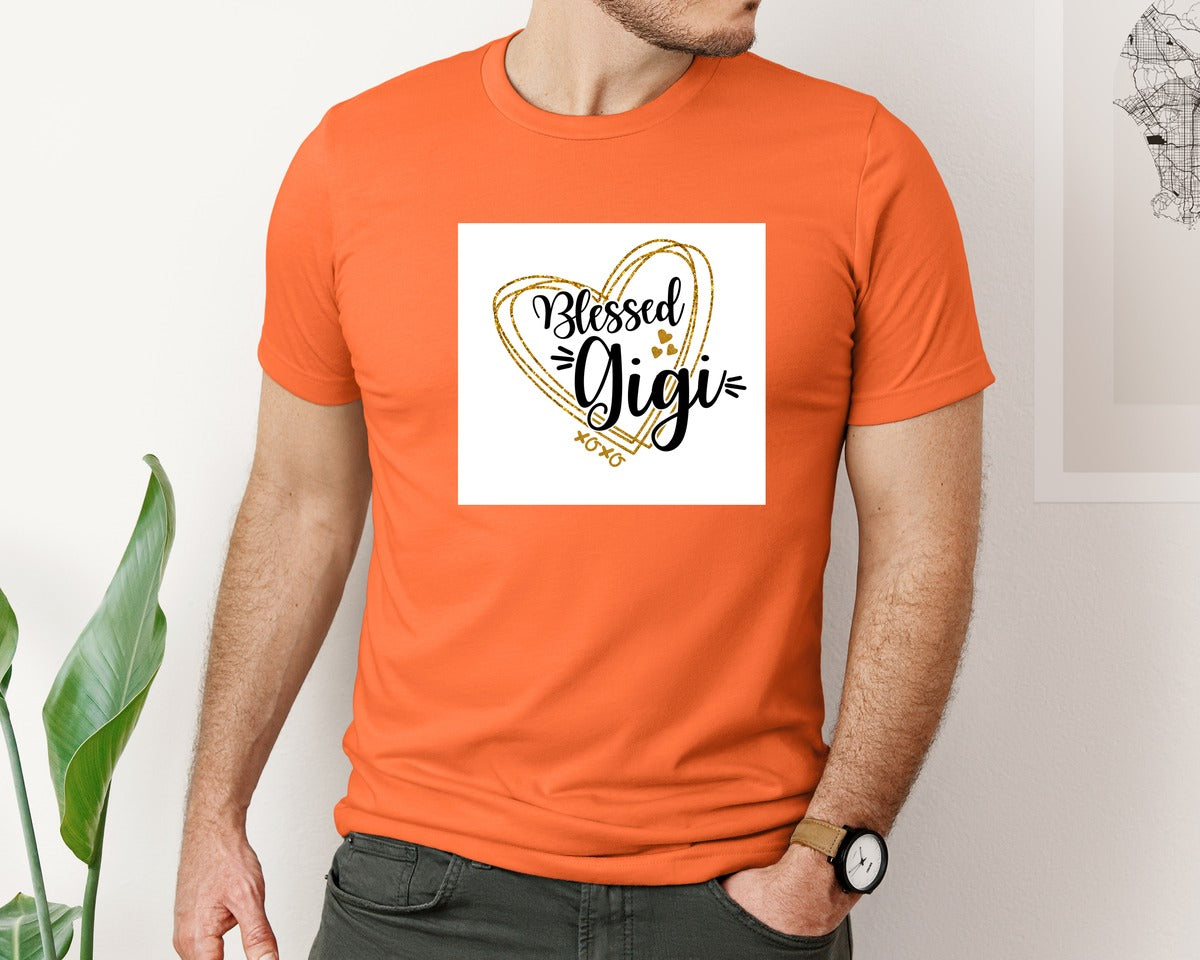 brand:Bella Canvas|color:Orange|Valentine Blessed Gigi Graphic T-Shirt