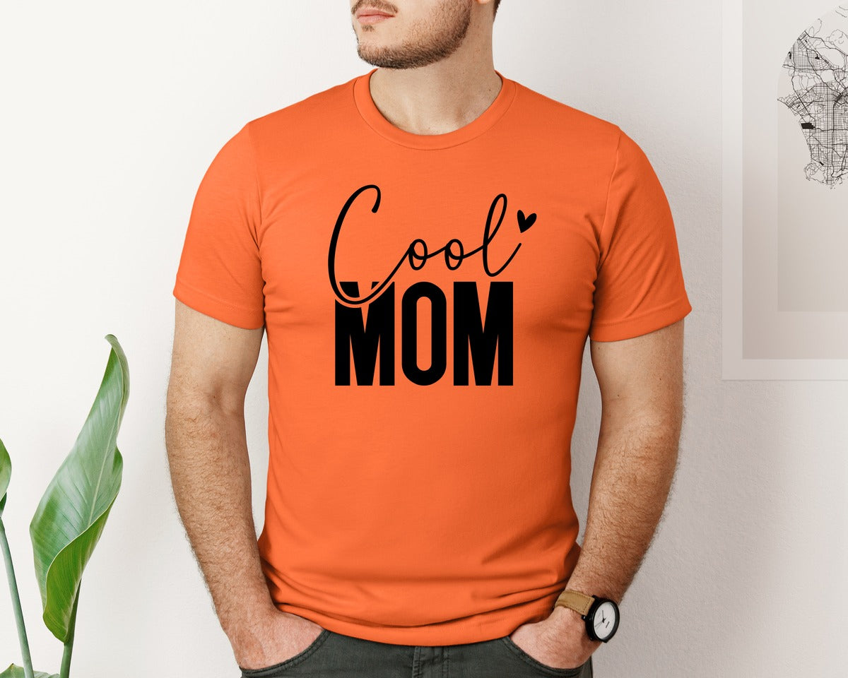 brand:Bella Canvas|color:Orange|Cool Mom Funny Mom Mama Graphic T-Shirt
