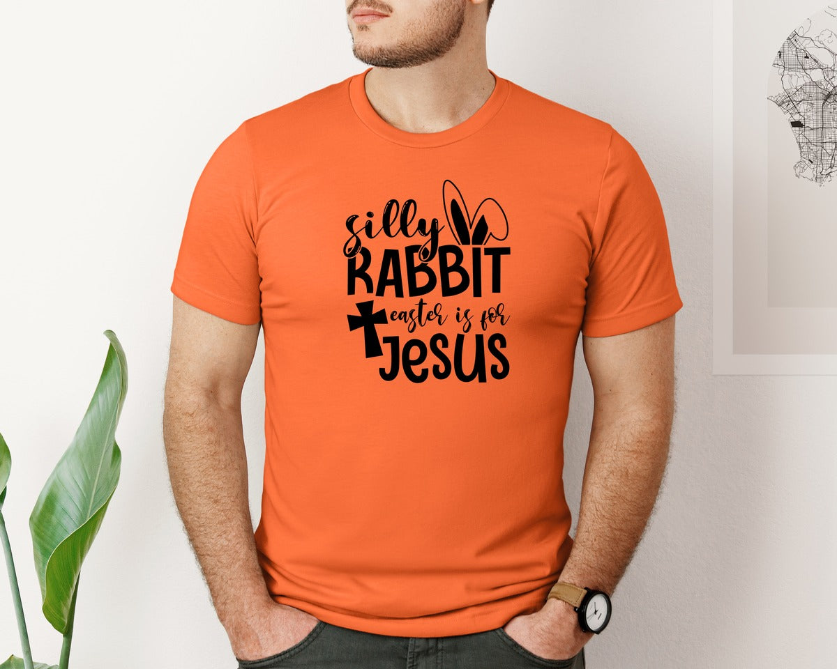 brand:Bella Canvas|color:Orange|Silly Rabbit Easter Is For Jesus Ea Graphic T-Shirt