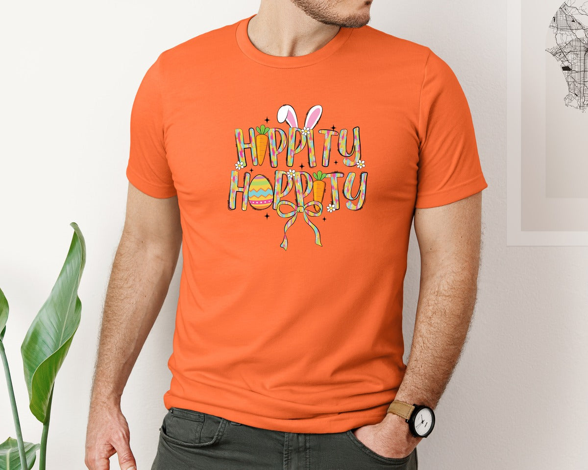 brand:Bella Canvas|color:Orange|Hippity Hoppity Easter 2 Graphic T-Shirt